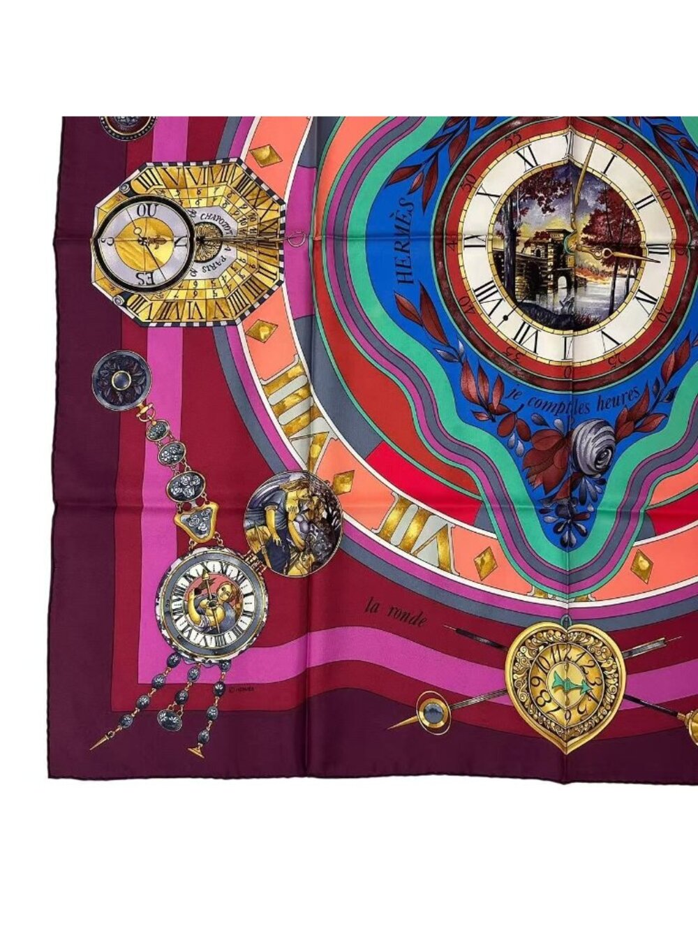 Hermes Silk Carre 90 Parmi les Fleurs Je Compte les Heures Time Spent - Picture 4 of 8